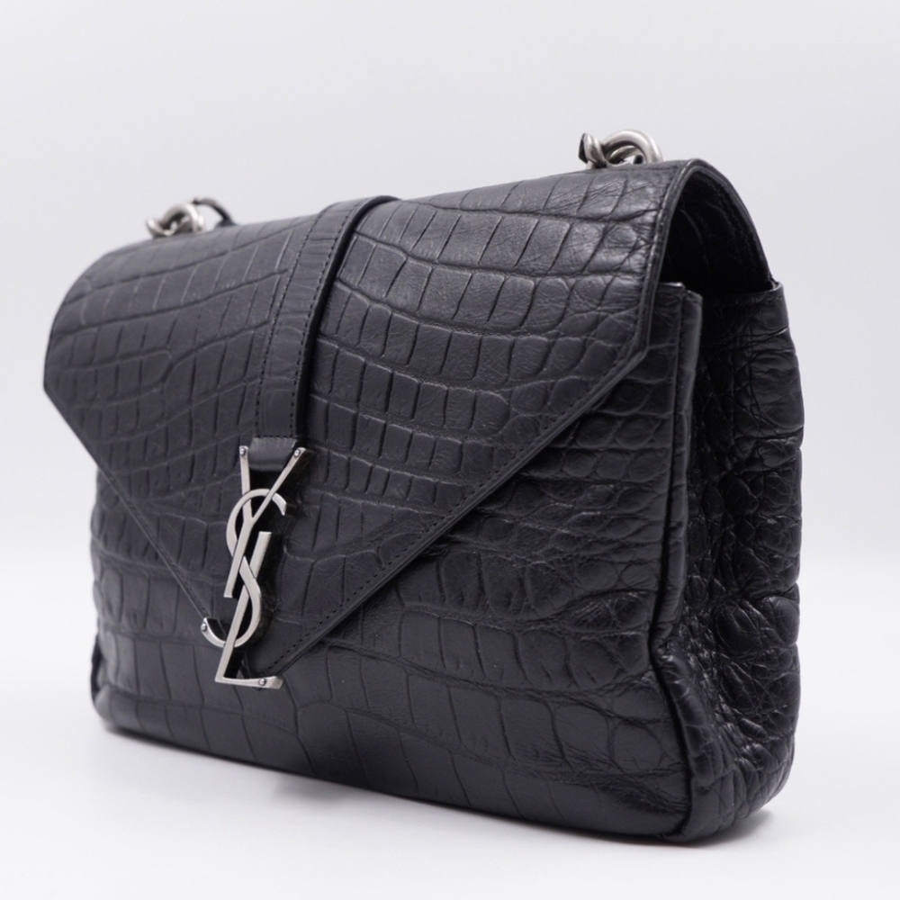 ❌ SOLD ❌ SAINT LAURENT Calfskin Crocodile Embossed College Satchel - Picture 3 of 15